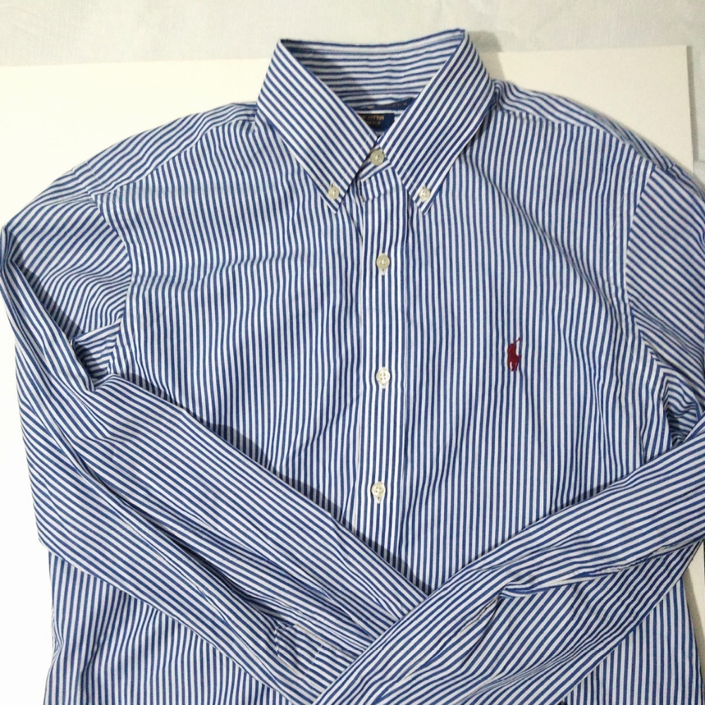 Mens polo striped long sleeve Medium